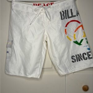 Billabong White Board Shorts with Rainbow Accents